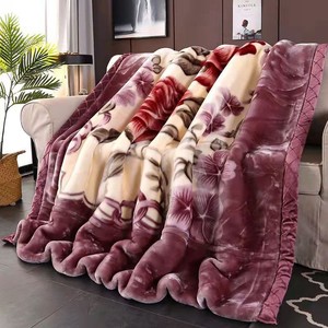 2Ply Thickened Cotton Raschel <b>Blanket</b> Floral Print Heavy Warm for Winter Wedding - Product Image 5