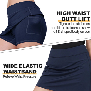 High Quality <b>Women's</b> Sports <b>Skirts</b> Moisture-Wicking High Waist Adjustable Internal Waste <b>Cord</b> Front Tennis <b>Skirts</b> - Product Image 5