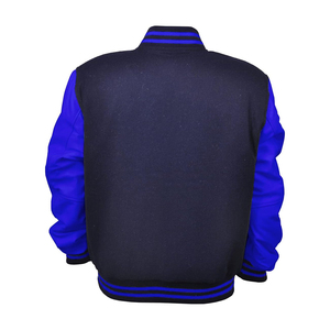 Men wholesale Varsity Men Letterman Baseball Black Wool Genuine Black Leather Sleeves Jackets - Product Image 2