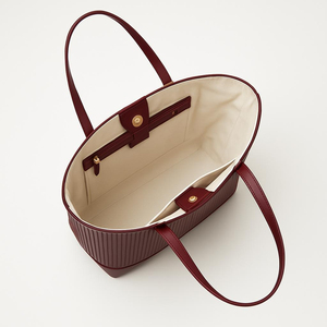 Elegant Red Vertical Stripe Tote Bag Women's Microfiber Synthetic Leather Large Capacity Daily Work Shopping Handbag - Product Image 4