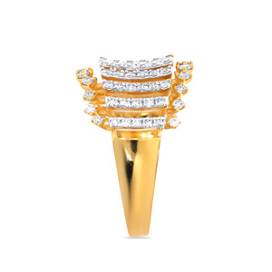 Anillo de Diamantes Shimmer Diamond con Banda de Diamantes Radiant Lattice en Oro de 14K, el Anillo de Diamantes Celestial Arch - Product Image 4