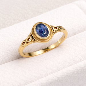 Natural Blue Kyanite <b>Ring</b> 925 <b>Sterling</b> <b>Silver</b> Gold Plated Bezel <b>Set</b> Handmade Oval Gemstone <b>Ring</b> for Women Wholesale - Product Image 4