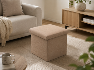 ออตโตมันเก็บของผ้าแบบทันสมัยสีเบจสำหรับห้องนั่งเล่น เฟอร์นิเจอร์บ้าน - Product Image 4