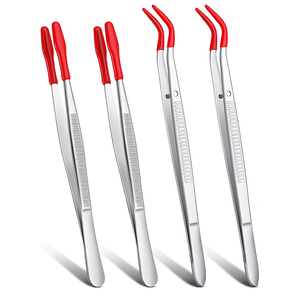 Pinzas de alimentación de grado quirúrgico, 10,63 pulgadas, acero alemán con punta de goma de color rojo, pinzas para lagartos Gecko - Product Image 5