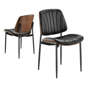 Sedie Moderne da Pranzo in 2 Pezzi, Salvaspazio, Imbottite in Pelle, con Struttura in Ferro per Tavolo da Cucina, Bar, Sala da Pranzo Elegante - Product Image 1