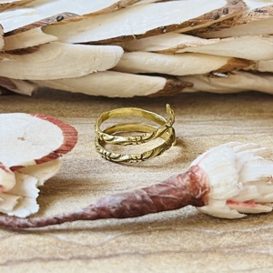 Unique Design Latest Brass Rings Boho Bamboo <b>Wrap</b> Band Tribal Material Jewelry Women 18k Gold Plated Nature Spiral Wholesale/OEM - Product Image 6