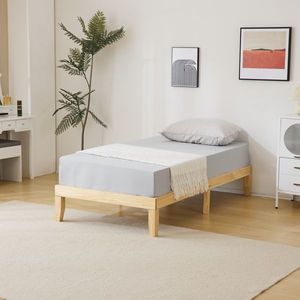 Struttura Letto Singolo in Legno di Pino Verniciato con Finitura Naturale, Semplice e Robusta per Bambini - Product Image 6