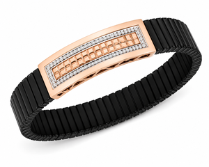 18KT Gold <b>Black</b> Ceramic Diamond Frame Bracelet for Men High <b>Polish</b> Geometric Luxury Wedding Party Daily Wear Gift Jewelry - Product Image 2