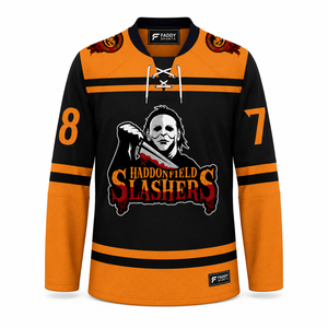 Camiseta de Hockey sobre Hielo Sublimada Personalizada, Uniforme Deportivo Transpirable para Equipo, Camiseta de Hockey con Temática de Películas de Terror al por Mayor, para Entrenamiento - Product Image 1