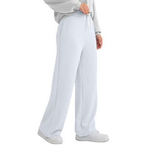 Pantalon de jogging évasé et ample pour femme en 100 % coton respirant et doux, coupe droite large, vente en gros - Product Image 2