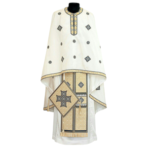 Ensemble de vêtements de prêtre orthodoxe brodés sur mesure, design croix or blanc, qualité supérieure, unisexe adulte, vêtements religieux ShineWays - Product Image 2