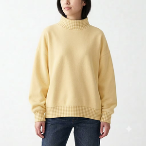 Sweat-shirt en molleton à col montant oversize pour femme, coupe Signature, tissu brossé chaud et premium pour l'hiver, broderie streetwear - Product Image 1