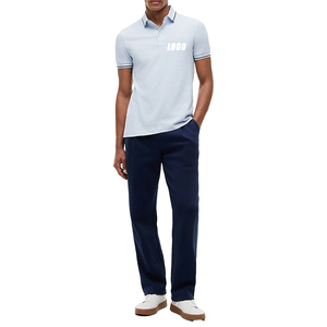 Polo de punto piqué de alta calidad, corte ajustado, para hombre, elástico, de algodón premium, informal, con logotipo bordado personalizado. - Product Image 5