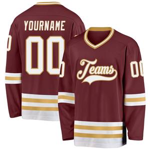 Maillot de hockey sur glace personnalisé, imprimé par transfert thermique, nom d'équipe personnalisé, col en V, sangle en T, 100% polyester, couleurs résistantes à la décoloration - Product Image 1