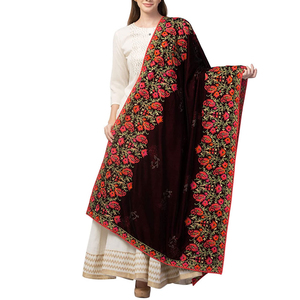 Custom Made Wholesale Price Bulk Quantity <b>Embroidered</b> Wool Women Fancy Design Winter Long Scarfs <b>Shawls</b> Adults - Product Image 6