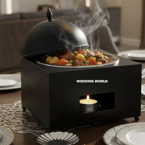 Black Finished Metal Food Warmer Square Sgape Luxury metal Casserole Hot Selling Designer new Metal Food Warmer - Product Image 1