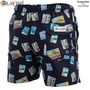 Vente en gros de shorts de bain décontractés pour hommes avec impression personnalisée tissu recyclé à séchage rapide 100% shorts de plage en polyester anti-rides - Product Image 2