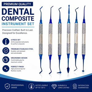 Spatule de restauration dentaire en acier inoxydable allemand, double extrémité, antiadhésive, pour résine composite, finition titane bleu - Product Image 2