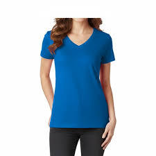 Camiseta STELLAR de 240g, 100% Algodón, Casual, para Oficina, Cuello en V, Azul, Corte Regular para Mujer, Manga Corta de Verano - Product Image 3