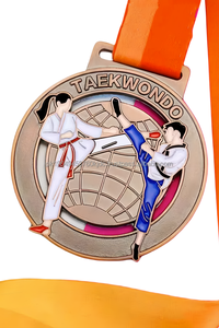 Médailles LOGO de taekwondo de sport en or personnalisées OEM avec ruban vente en gros - Product Image 2