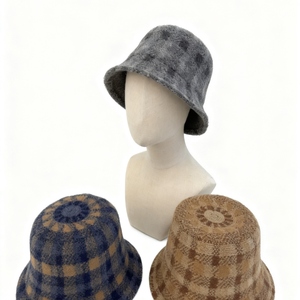 Sombrero de Pescador para Mujer, Personalizado al por Mayor, de Sherpa, Terciopelo, Tweed, a Cuadros, Gorra Panamá, Gorro de Invierno de Moda, Vintage, de Alta Calidad, con Diseño de Pata de Gallo - Product Image 6
