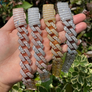 กำไลข้อมือเพชรทรงบาแกตต์แบบคิวบันลิงค์ หรูหรา สไตล์แร็ปเปอร์ ฮิปฮอป สำหรับผู้ชาย - Product Image 2