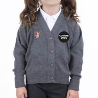 Cardigan pour filles et garçons, uniforme scolaire, gris marine, tricoté, col en V, uni, boutonné, vêtements en tricot pour enfants, cardigan pour hommes