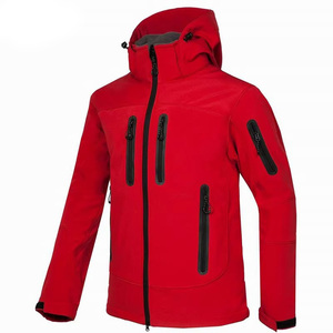 Men Softshell <b>Jacket</b> Fleece Lined Waterproof Windproof Hooded Outdoor Hiking Mountain Coat Red Blue - Product Image 5