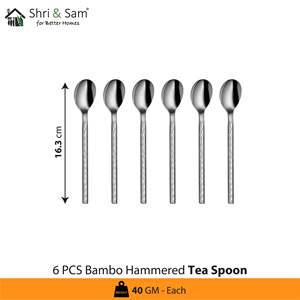 24 PCS Cuchillos de cena de acero inoxidable Juego de cubiertos Bambú martillado - Product Image 5