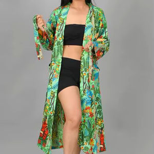 ชุดคลุมกิโมโนเจ้าสาวสำหรับงานแต่งงาน ฤดูร้อน หลากสี ผ้าฝ้าย 100% เนื้อนุ่ม แห้งเร็ว ชุดนอนยาวเต็มตัว ใส่ได้ทั้งที่บ้านและชายหาด - Product Image 2