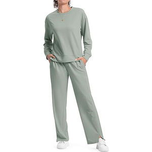 Conjunto de Invierno Cómodo con Capucha, Top y Pantalones hasta el Tobillo, Traje Deportivo de Dos Piezas para Mujer, 100% Algodón, Precio Bajo - Product Image 6