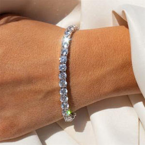 Bracelet Tennis Tendance 7 Pouces pour Femme, Chaîne Fine Diamant Rond 4mm, Plaqué Or 14k Anti-ternissement, Vente en Gros Direct Usine - Product Image 5
