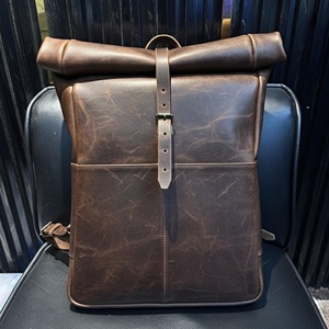 Multi Layer Leather <b>Roll</b> Top <b>Backpack</b> Organized Storage Laptop Rucksack For Export Supply LTBP-0250 - Product Image 1