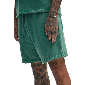 Pantalones Cortos Personalizados para Hombre, Estilo Vintage, Lavado Ácido, con Cordón, Efecto Desteñido, Borde Crudo, Estampado Puff, 100% Algodón, Cintura Media, Ecológicos - Product Image 4