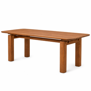 Mesa de Comedor Rectangular Moderna de Teca, Diseño Contemporáneo, Mueble para el Hogar Estable, 8 Plazas, Tablero de Madera Maciza, Patas Resistentes al Agua - Product Image 1