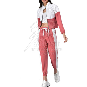 <b>Women</b> Heavyweight Hooded Color Block <b>Tracksuit</b> Set Zip Jacket Jogger Pants Casual Sportswear Winter Breathable Full Sleeve <b>White</b> - Product Image 2