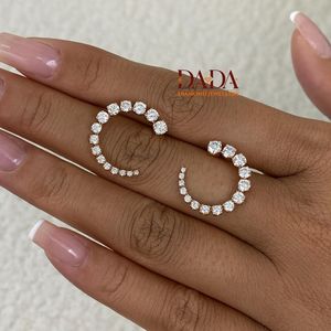 Pendientes de Aro Abierto con Diamantes Redondos Brillantes Cultivados en Laboratorio, Graduados Imperialmente, Elegantes, en Oro Rosa, Joyería Fina para Mujer - Product Image 4