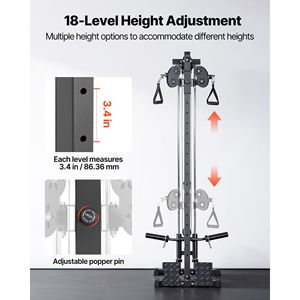 Macchina LAT Pull 3-in-1 con Cavo, per Palestra Domestica, Regolazione Altezza a 18 Livelli, Design a Parete, Attrezzatura Essenziale per il Fitness - Product Image 3