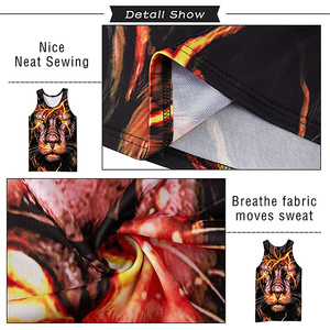 Débardeur pour homme à imprimé animal, col rond, sans manches, décontracté, respirant, en polyester tricoté, avec motif visage de lion - Product Image 4
