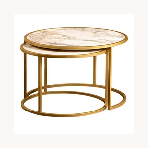 Mesa de centro de metal color oro premium, elegante y moderna, recién llegada, personalizable, para decoración del hogar. - Product Image 6
