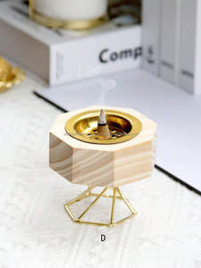 Quemador de incienso de madera natural hecho a mano, incensario religioso rústico con tapón de cilantro y recogedor de cenizas para la temporada de primavera - Product Image 2