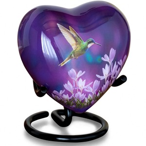 Urna con forma de corazón de mamut lanudo con base de metal plateado, urna clásica para guardar cenizas de adultos, urna decorativa con forma de corazón. - Product Image 5