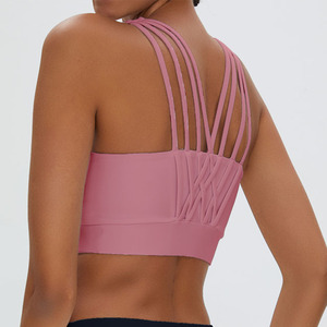 Ishaq Women's Blue Ribbed Sports <b>Bra</b> Scoop Neck <b>Racerback</b> Medium Support Breathable Fitness Wear Solid Color - Product Image 6