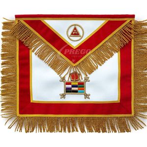 ผ้ากันเปื้อนหนังวินเทจสำหรับพระสงฆ์ยศสูง รุ่นรอยัลอาร์ช แคปเตอร์ - ผ้ากันเปื้อนกำมะหยี่สีแดงสำหรับเครื่องราชอิสริยาภรณ์ - Product Image 1