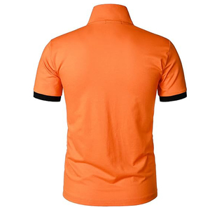Men's <b>Orange</b> Short Sleeve <b>Polo</b> Shirt Solid Color Casual Woven Oxford Fabric Regular Fit - Product Image 1