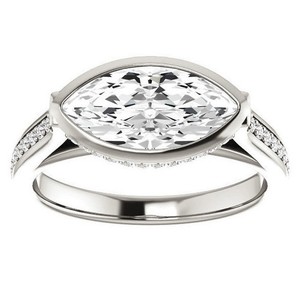 Anillo de Moissanita con Corte Marquesa, Plata de Ley 925, Chapado en Oro Blanco, Anillo de Compromiso, Boda, Promesa, de Lujo, Certificado - Product Image 1