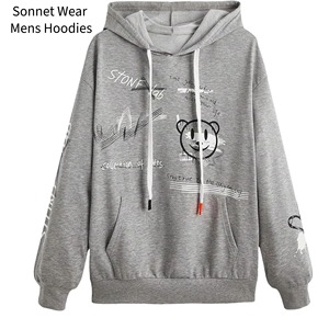 Abrigos cortavientos suaves de invierno para hombre, con capucha estampada - Product Image 1