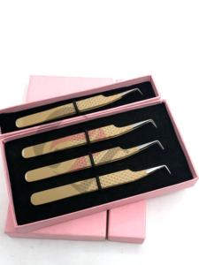 Pinzas para Extensión de Pestañas GETUP BROSONS IMPEX de Alta Calidad, Recubrimiento en Polvo Latte, Agarre de Diamante de 90 Grados, Acero Inoxidable - Product Image 5