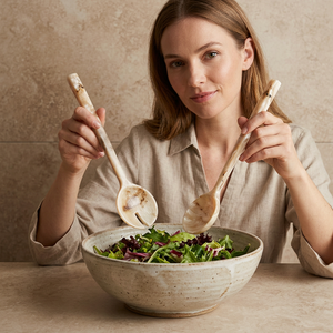 Utensilios para Ensalada Hechos a Mano y Ecológicos, Servidores de Ensalada de Resina, Aptos para Lavavajillas y Microondas, Colección Artesanal - Product Image 1