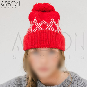Bonnet unisexe décontracté en laine rouge et blanc, tendance hip-hop, chaud pour l'hiver, idéal pour l'extérieur, entièrement personnalisable, fabriqué par un fournisseur de qualité - Product Image 2